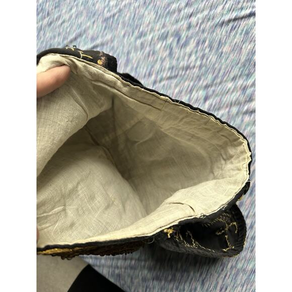 VTG 1970s Handmade Sequin & Beaded Thai Burmese Tapestry Hobo Peacock Kalaga Bag - Picture 9 of 15